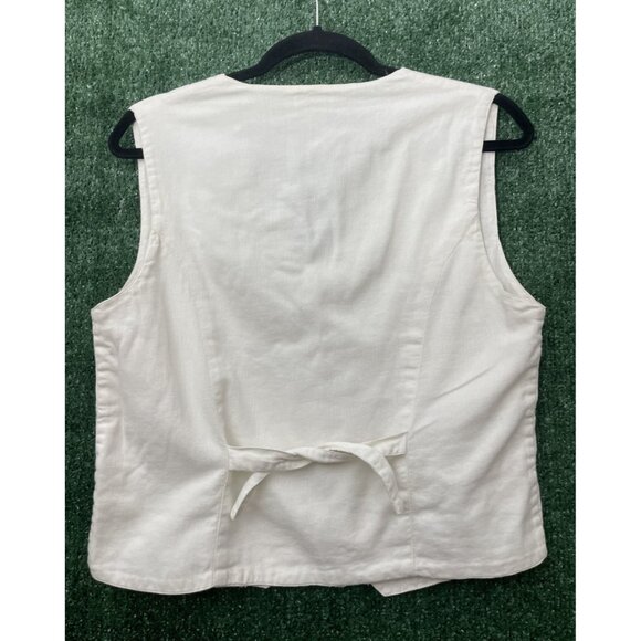 Paul Harris Floral Embroidered Top Vest Women's Size Small White Button 70s - Picture 11 of 11